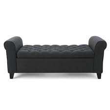 Shop allmodern for modern and contemporary gray wood bedroom benches to match your style and budget. Noble House Dark Gray Tufted Fabric Armed Storage Bench 10937 The Home Depot Storage Bench Bedroom Bedroom Storage For Small Rooms Upholstered Storage Bench