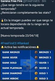 Otros prefieren francotiradores con subfusiles. Freefirees On Twitter Que Rango Tendre En La Siguiente Temporada Reiniciaran Completamente Las Stats En La Imagen Puedes Ver Que Rango Te Tocara Dependiendo De Tu Rango En La Actual Temporada Nueva