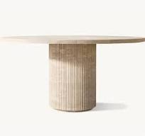 Round Travertine Dining Table | HLMGT250