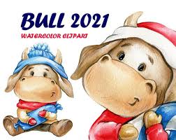 Bull 2021 Watercolor New Year S Clipart Bulls Drawings Etsy In 2020 New Year Clipart Kids Clipart Clip Art