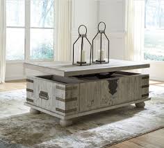 Carynhurst White Wash Gray Lift Top Cocktail Table Lift Top Coffee Table Coffee Table With Storage Coffee Table Trunk