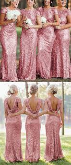 Rose Pink Sequins Bridesmaid Dresses Long Mermaid Formal Gowns With Cap Sle Sequin Bridesmaid Dresses Pink Bridesmaid Dresses Long Sequin Bridesmaid Dress Long