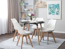 See more related results for. Dining Chair White Set Of 2 Dakota Ii Beliani Co Uk Small Apartment Dining Room Apartment Dining Room Round Dining Table Modern