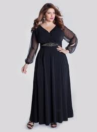 Elegant Black Plus Size Prom Dresses With Long Sleeve A Line V Neck Cheap Party Formal Evening Gowns Vestidos Estilosos Maxi Vestidos Longos Vestidos Compridos