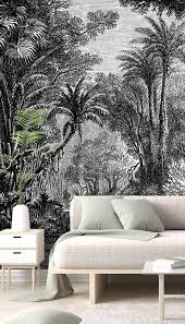 Black And White Wall Mural Ideas Antique Illustration Of Indian Jungle Wallpaper Wallsauce Us In 2020 Jungle Wallpaper White Wallpaper Antique Illustration