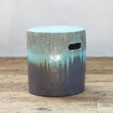 Glazed Ceramic Stool Terrain Ceramic Stool Farmhouse Table Chairs Side Chairs Living Room