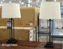 The modern design of the jeremy glass coffee table will set the tone for your family nights and hang outs with friends with its transparent tempered glass top and convenient storage shelf. Davidson Glass Table Lamp Set At Costco Frugal Hotspot