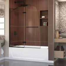 A wide variety of hinged bathtub door options are available to you, such as project solution capability, drain location, and design style. Dreamline Shdr 3448580 09 Aqua Ultra 48 W X 58 H Inch Frameless Hinged Tub Door Satin Black