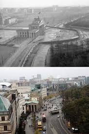 Berlin Wall Then And Now Berlin Wall Around Brandenburg Gate In November 1961 And Below Traffic At The Same Area In Octo Berlin Wall Berlin Berlin Germany