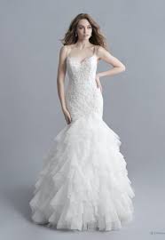 Spaghetti Strap V Neckline Beaded And Embroidered Mermaid Wedding Dress With Ruffle Skirt Kleinfeld Bridal Ruffle Wedding Dress Ball Gowns Wedding Disney Princess Wedding Dresses