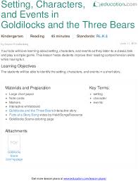 Goldilocks And The Three Bears Key Details Lesson Plan Education Com Lesson Plan Education Com Goldilocks And The Three Bears Kindergarten Lesson Plans Kindergarten Lessons