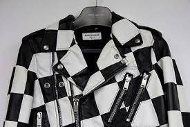 Black And White Checkered Leather Jacket Saint Laurent Paris Black White Checker Damier Biker Leather Jacket Hedi Slimane Leather Jacket Men Style Jackets Men Fashion Leather Jacket