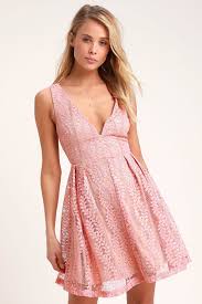 All Of My Heart Blush Pink Lace Skater Dress Lace Skater Dress Short Cocktail Dress Cute Skater Dresses