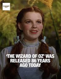 ✨ 86 years ago today, The Wizard of Oz premiered and changed movies  forever. Judy Garland's “Over the Rainbow,” the leap into Technicolor, and  a story that's been rewatched for generations cemented