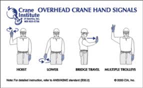 overhead crane hand signal card plastic laminated