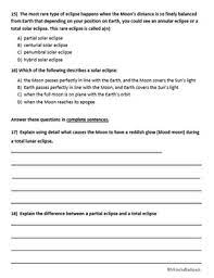 Here are 250+ trivia questions for kids, with accompanying answers so you and your child can test your knowledge together. Solar And Lunar Eclipse Quiz Plus Review Sheet By Mrjacksbackpack