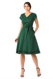 Below Knee Length Dresses Cap Sleeve Dresses Cotton Spandex Dresses Flared Skirt Dresses Lighter Mid Weight Dress Fashion Clothes Women Tie Dress Dresses