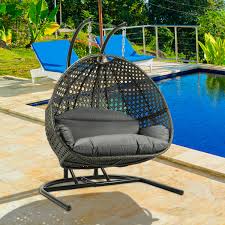 Simplify by going cushionless' with a quick drying fabric that's always ready when you are. Deluxe Swing Chair Outdoor Double Seat Chair With Thicken Steel Pipes Hanging Hammock Chair With Stand Cushioned Loveseat Chaise Lounger Perfect For Patio Garden Porch Backyard House Buy Online In Saint Vincent And