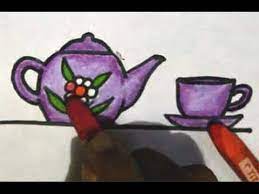 Set teko teh lipat dengan bahan keramik dan bergaya tradisional. How To Draw A Teapot And A Cup Cara Menggambar Ceret Dan Cangkir Untuk Anak Anak Youtube