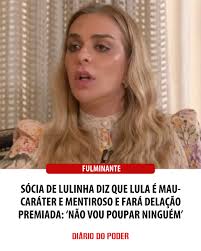 A lobista Roberta Luchsinger concedeu entrevista à TV CNN, na noite deste  sábado (17), na qual chamou Lula (PT) de mau-caráter a afirmou que, na sua  visão, ela não era sócia do