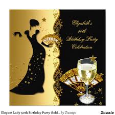 Elegant Birthday Themes For Women Elegant Deco Lady 50th Birthday Party Gold Black Invitation Zazzle Com 50th Birthday Party Wine Birthday Party Wine Invitations