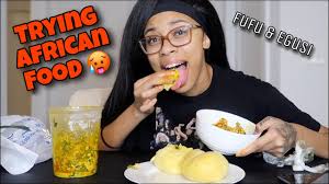 Grounded melon seeds, beef, shaki, smoked turkey, dried fish or stock fish, palm oil, onion, fresh tomatoes, fresh pepper, crayfish, vegetable and season. Trying African Food For The First Time Fufu Egusi Stew Mukbang Youtube