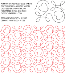 Ginger Heart Pantograph By Apricot Moon Apmpanto69 Free Motion Quilting Patterns Machine Quilting Designs Quilting Designs