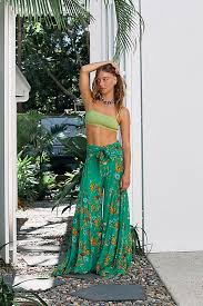 Fp One Aloha Printed Wide Leg Pants In Green Floral Combo Modesens