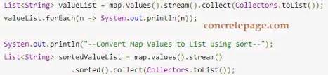 The map.entry class, which is a nested static class of java.util.map interface is also not behind, it has got two additional methods comparingbykey() and comparingbyvalue() which can be used to sort a. Java 8 Convert Map To List Using Collectors Tolist Example