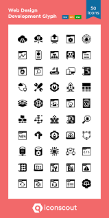 Web Design Development Glyph Icon Pack 50 Glyph Icons Web Development Design Web Design Design Development