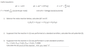 Where δg° indicates that all reactants and products b substituting the values of δg° and q into equation 18.6.20. Useful Equations Rt Ag Ag Rtlnq E Eo Inq Ag Chegg Com