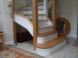 I have a stairway to rebuild, it was carpet and now will be wood with white risers and open on one side. Case Study Oak Stairs With White Risers Cube Rails Glass In Amersham
