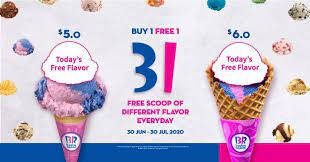 Baskin Robbins Singapore Buy 1 Free 1 Promotion 30 Jun 30 Jul 2020 Baskin Robbins Buy 1 Robbins