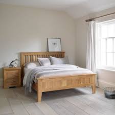 Bevel Natural Solid Oak Double Bed Bedroom Furniture In 2020 Oak Furniture Land Oak Bedroom Oak Bedroom Furniture