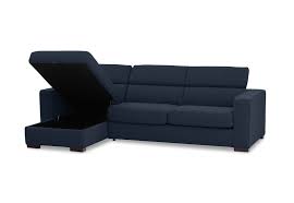 A modern design with stitched back detailing, soft cushioning that comes together for comfort you can trust. Navy Angus Fabric Left Hand Facing 3 Seater Chaise With Sofa Bed Amart Furniture