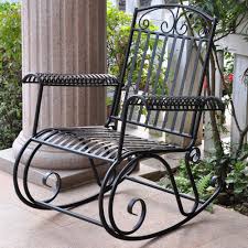 Rocking Chair Is Constructed Of Durable Iron Patio Furniture Features Weather Resistant Iron Patio Furniture Patio Rocking Chairs Wrought Iron Patio Furniture