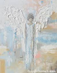 Giclee Print Abstract Angel Painting Guardian Angel Spiritual Blue Blush Gold Contemporary Wall Art Angel Painting Giclee Print Abstract Canvas Wall Art