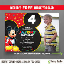 Printable free editable mickey mouse birthday invitations. Mickey Mouse Clubhouse 7x5 In Birthday Party Invitation With Photo Includes Free Editable Thank You Card