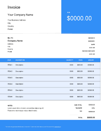 printable invoice template word excel pdf google docs