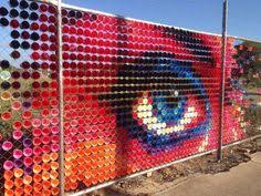 This Is Made With An Actual Chain Link Fence Art Product Called Put In Cups Description From Pinterest Com I Searched F Fence Art Cup Art Collaborative Art