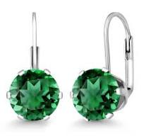 925 Sterling Silver Green Nano Emerald Dangle Earrings For ...