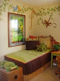 You can also add small jungle decals to the backs and seats of the chairs and the top of a small table. Jungle Themed Kids Rooms Paint Ideas Bedroom Atmosphere Room Theme Boys Living Table Top Decorations Dorm Island Plant Apppie Org