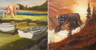 This Artist Adds Monsters To Thrift Shop Paintings And It S Hilarious In 2020 Paint Shops Painting Artist