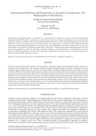 Tun abdul razak, perwakilan dari malaysia. Pdf Entrepreneurial Marketing And Characteristics Of Animation Technopreneurs The Mediating Role Of Self Efficacy
