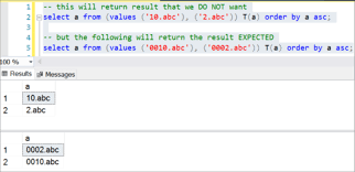 .and order shouldn't matter, so sql server doesn't have a magic flag to say structure the resultset with the columns in this or that the consuming application can certainly consume the columns in the resultset in whatever order it wants, and it automatically gets. Sort Alphanumeric Values In Sql Server