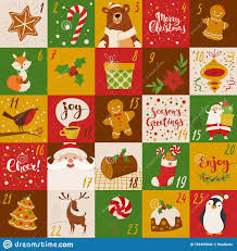 Cartoon Style Christmas Advent Vector Calendar Design Christmas Advent Calendar Christmas Advent Calendar Design