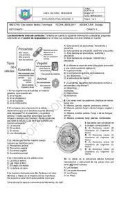 Evaluacion Sobre Celula Y Tipos Ensenanza Biologia Clase De Biologia Profesor De Biologia