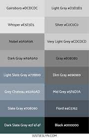 240 colors and names in all! Names For Colors 160 Ideas To Inspire Your Next Project With Hex Codes Hex Color Palette Hex Color Codes Grey Color Palette