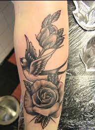 Lovely Bird And Rose Tattoo Tattoos Rose Tattoos Forearm Tattoos