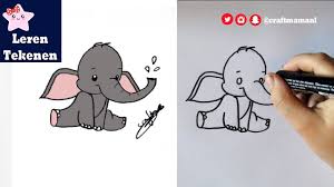 Hoe Teken Je Een Baby Olifant Kawaii Beginners Tekenen Les Youtube Tekenen Olifant Tekeningen Baby Olifant
